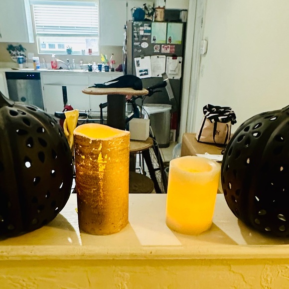 Pottery Barn Metal Pumpkins add candels - Picture 2 of 8